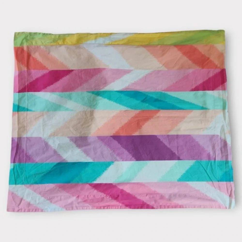 PBteen Pillow Sham Standard Pink Multi Color Stripe Chevron Boho Dorm Decor